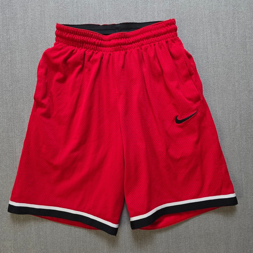 Nike Basketball Shorts Men M Red Dri-FIT Mesh Striped Trim Athletic Gym